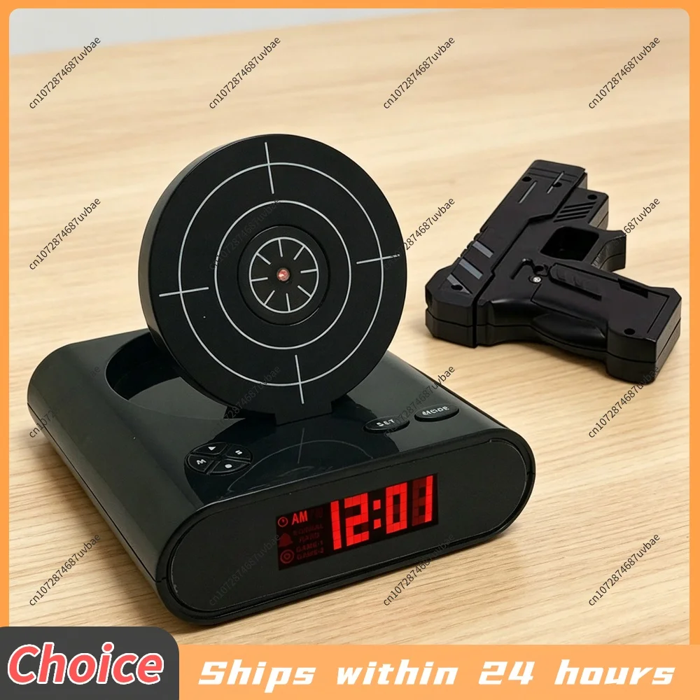 Shooting Gun Target Alarm Clock Creative Laser Target Digital Clock for Heavy Sleepers Kids Cool Birthday Gift Novelty Toy