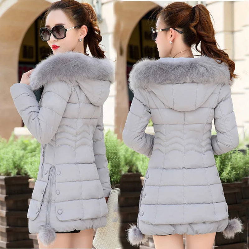 Women\'s Winter Jacket Hooded Parka Big Fur Collar Female Thick Warm Coat Windproof Overcoat Comfort Casual Outwear -30 Degrees