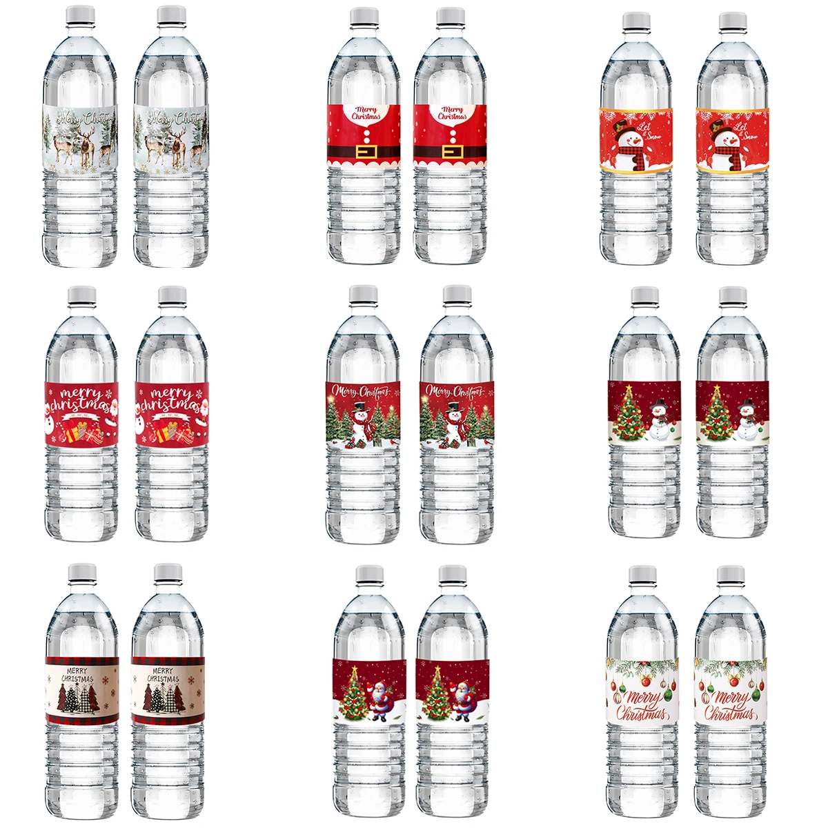 Weihnachtsbäume, Schneemann, Wasserflaschen-Aufkleber, wasserfeste Etiketten, Party-Dekoration, Geschenke für Zuhause, 2025, Noel, Neujahr 2026-Zubehör