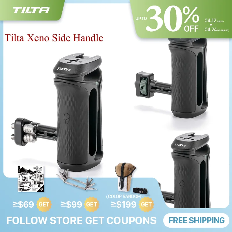

TILTA TA-XSH1-B Боковая ручка Xeno 1/4"-20 с установочными штифтами/NATO/Dual 1/4"-20 для клетки камеры для Sony Canon Nikon Quick Release