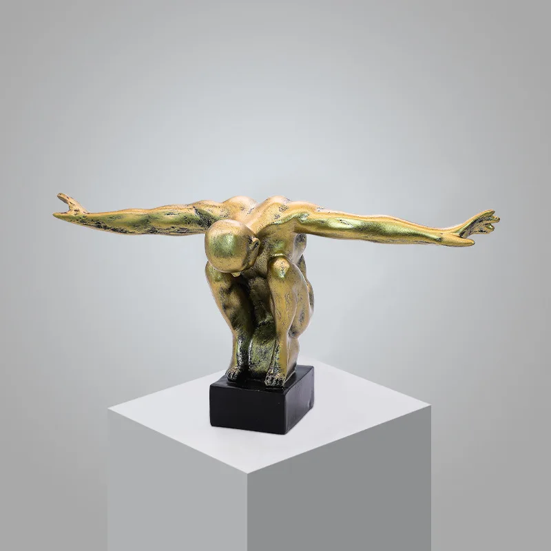 Nordic Flying Figure Resin Craft Decoration Office TV Cabinet Wine Cabinet Soft Decor Sculpture Spread Wings Human