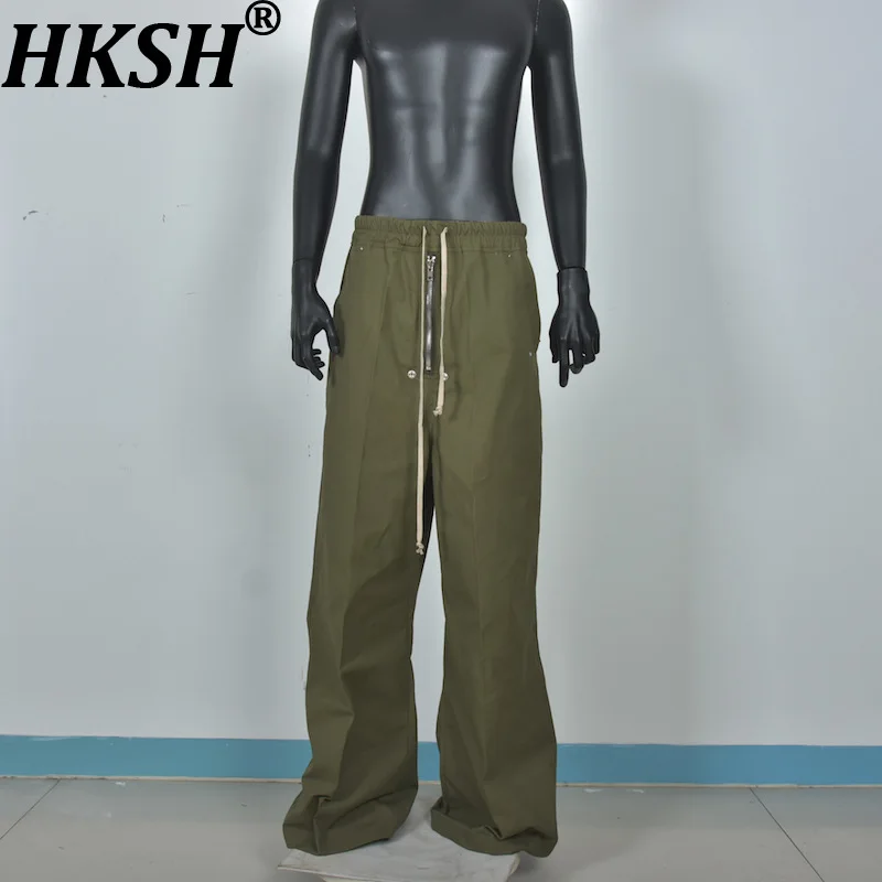 

Мужские брюки-карго HKSH Spring RO, травянисто-зеленые, в стиле сафари, на молнии, прямые, слегка расклешенные, широкие, повседневные, в пол, свободного кроя, HK20824