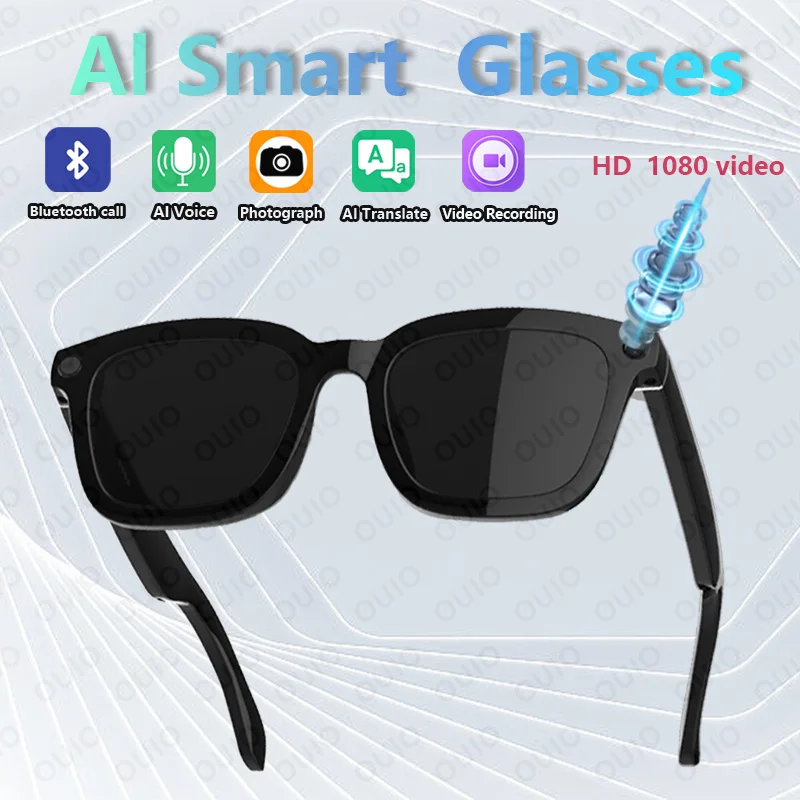 

New AI Smartglasses 800W Pixel HD Camera Aluminum Frame Camera AI Translation 1200HD Video Recording Bluetooth Call Smartglasses