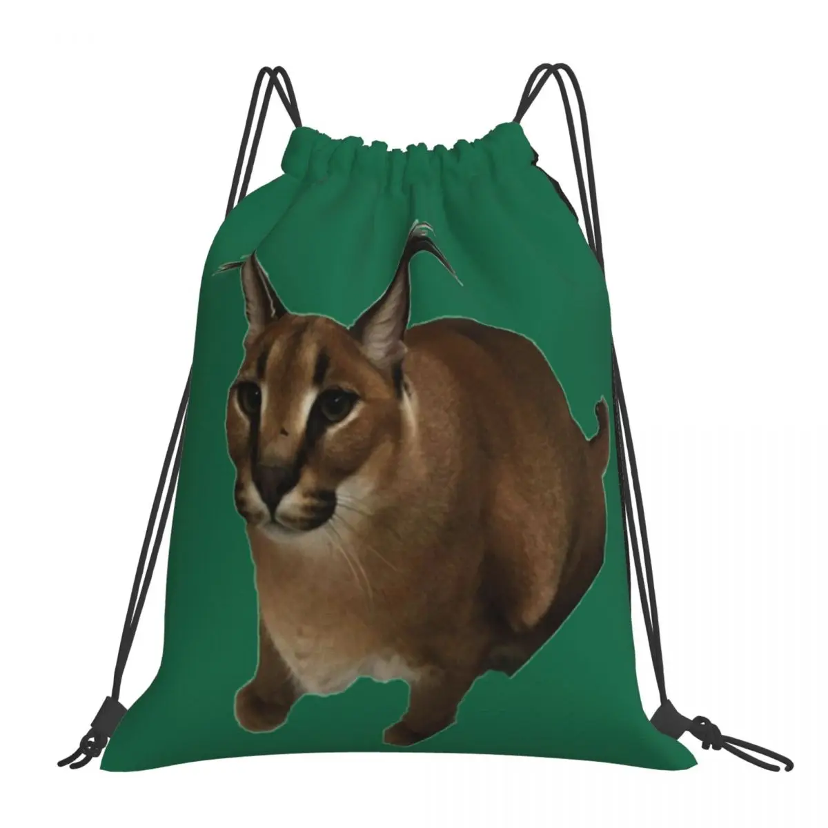 Big Floppa Animal Cat Backpacks Portable Drawstring Bags Drawstring Bundle Pocket Sports Bag Book Bags For Man Woman Students