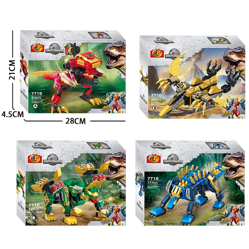 4-in-1-Dinosaurier-Transformator-Bausteine – T-Rex-Roboter Jurassic Mech-Modellbausatz, STEM-Spielzeug, Geschenk für Jungen im Alter von 6–8, 10–12 Jahren