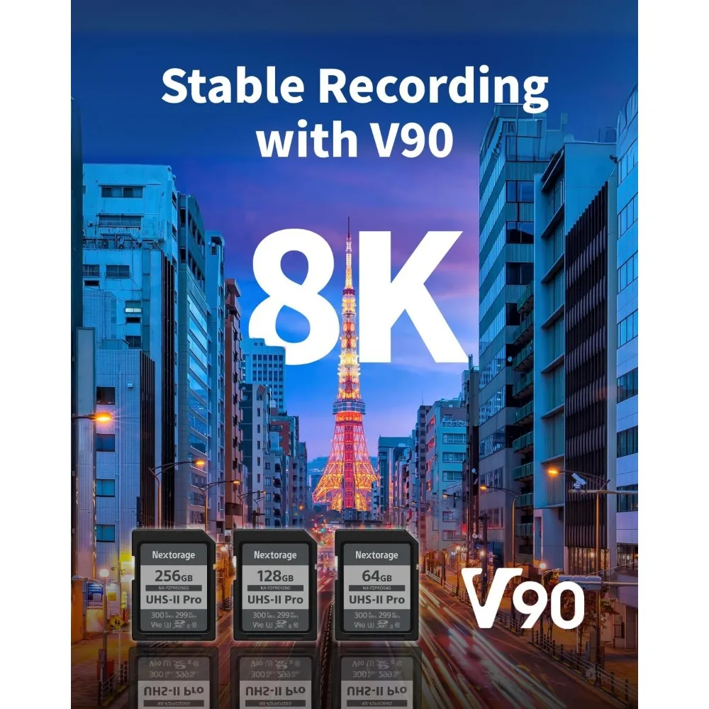 64GB UHS-II V90 SD Card for 8K/4K Cameras - High-Speed 300MB/s Read, 299MB/s Write, Dust/Shock-Resistant, 5-Year Warranty - view 5