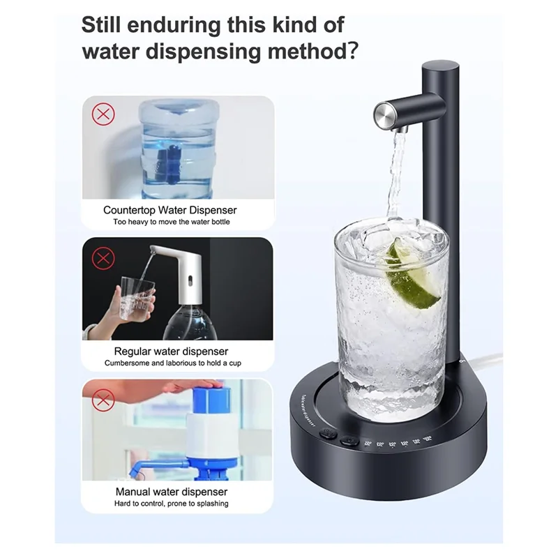 A02M-For Home, Office, Camping, Outdoor Portable Small Desktop Water Dispenser Electric Water Pump For 5 Gallon Jug