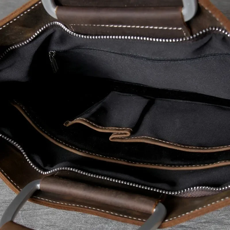 Pasta de embreagem de couro de vaca de luxo masculina, bolsa carteira para documentos A4 iPad, bolsa de negócios de camada superior