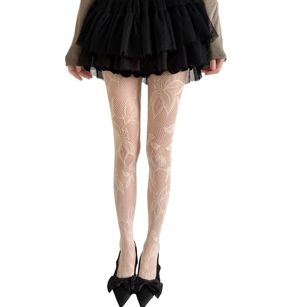 Fishnet Floral Bottomed Stockings Fashionable High-elastic Hollowed Out Jacquard Pantyhose Breathable Soft Lace Mesh Pantyhose