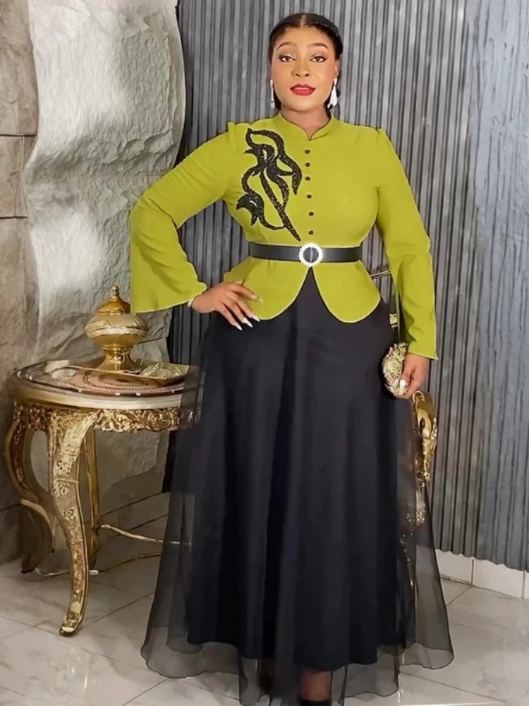 

Plus Size African Party Dresses for Women 2025 New Fashion Dashiki Ankara Wedding Evening Gown Elegant Turkey Muslim Maxi Dress