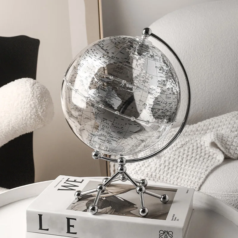 Light luxury silver metal globe creative minimalist modern front desk home decoration soft decoration ornaments