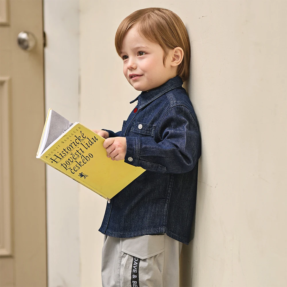 Dave Bella Children Shirt Autumn Spring Long Sleeves Boys Cotton Casual Blouse Elegant Topcoat Outerwear Kids Clothing DB1260524