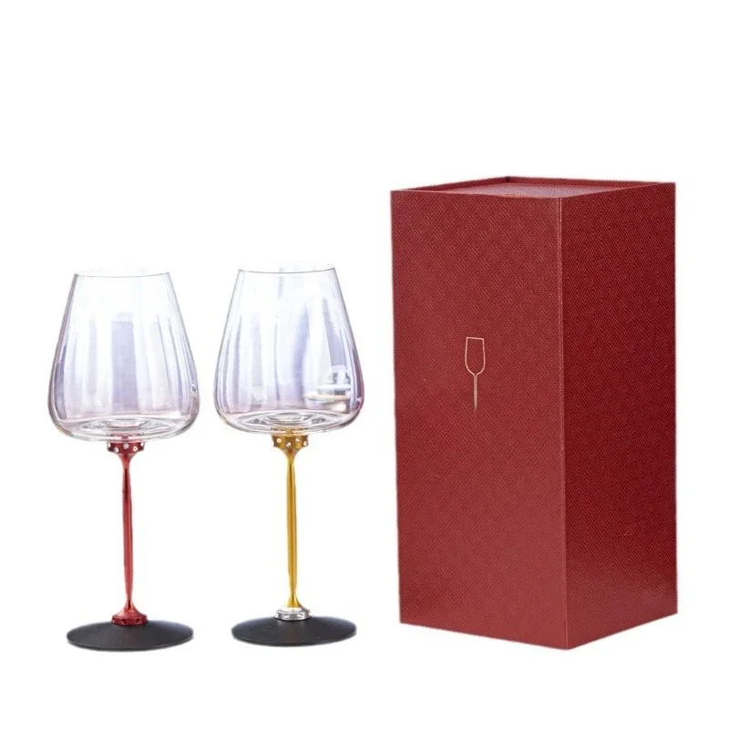 Crystal glass red wine glass, light luxury creative rotating tall red wine glass