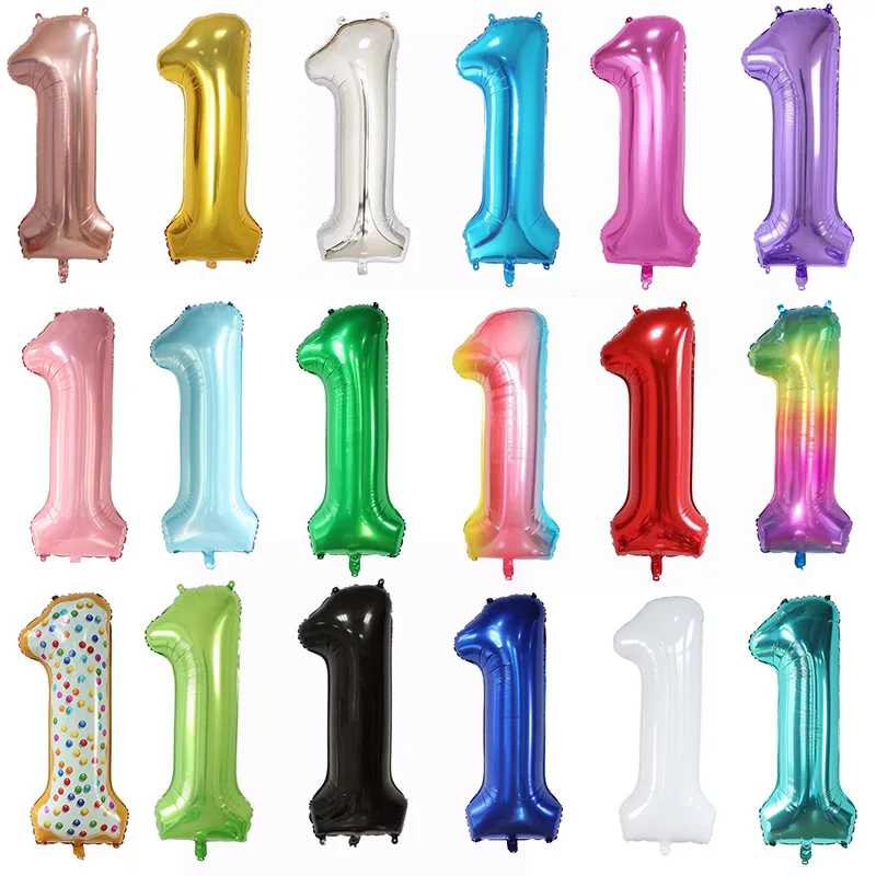 40 cali 1. turkusowe różowe złoto srebro duża liczba foliowe balony z helem Baby Shower 1 rok życia dekoracja urodzinowa Globos