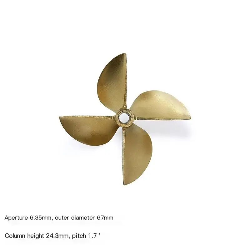 RC Boat CNC Copper Propeller 4 Blade 67mm 6.35mm Shaft Hole P1.7