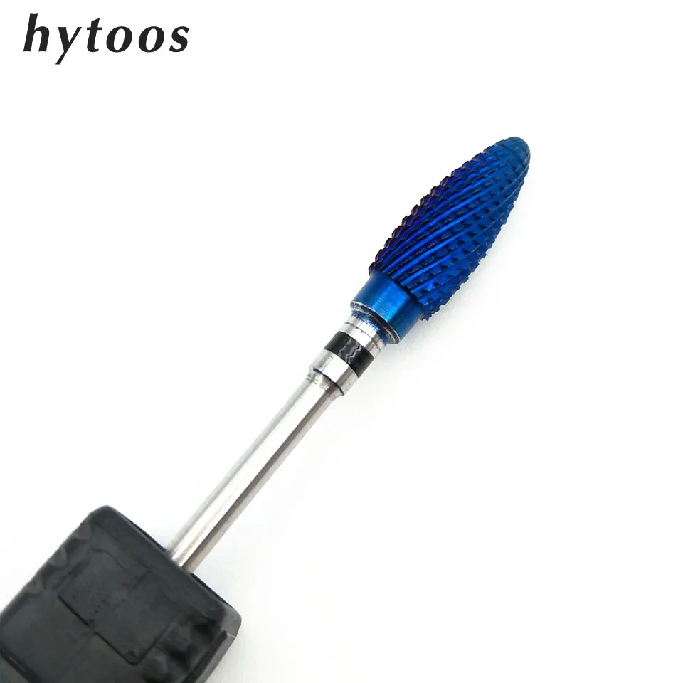 

HYTOOS Blue Flame Carbide Nail Drill Bit 3/32 Nail Burrs Milling Cutters For Manicure Remove Gel File Accessories