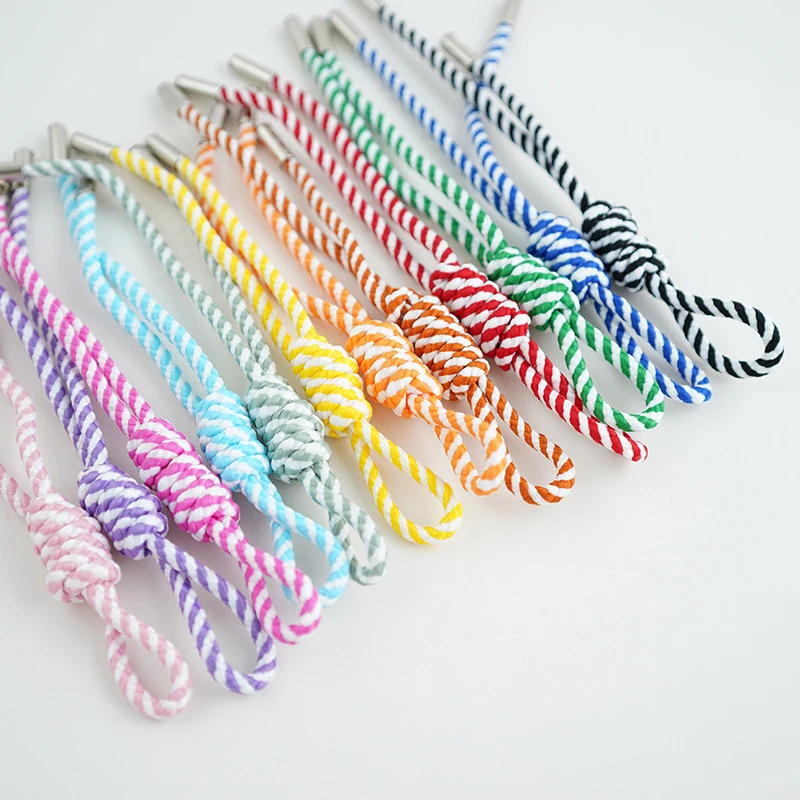 Simple Striped Hand Woven Rope Keychain Colorful Braided Lanyard Mobile Phone Lanyard Backpack Decoration Accessories Gifts