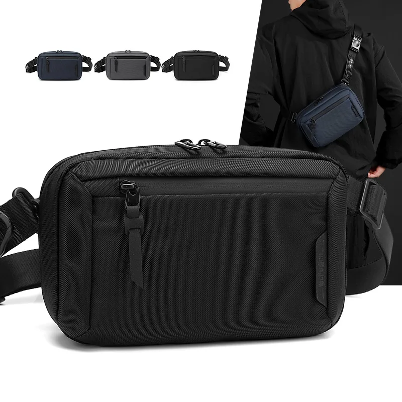 Durable Oxford fabric men's simple chest bag, horizontal hand-held storage bag, commuting single-shoulder crossbody bag