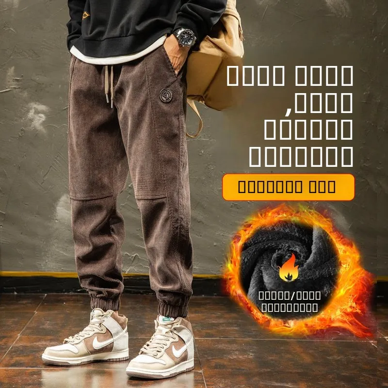 

Американские мужские повседневные брюки из вельвета Heavyweight, осенне-зимние, на флисовой подкладке, свободного кроя, износостойкие, рабочие брюки