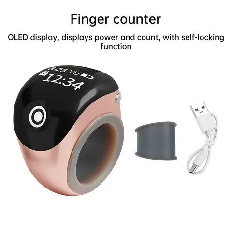 OLED 디스플레이 화면이 있는 S8pro 디지털 카운터 핑거 카운터 Type-C 120mah 충전 배터리 스마트 링 터치 탈리 카운터