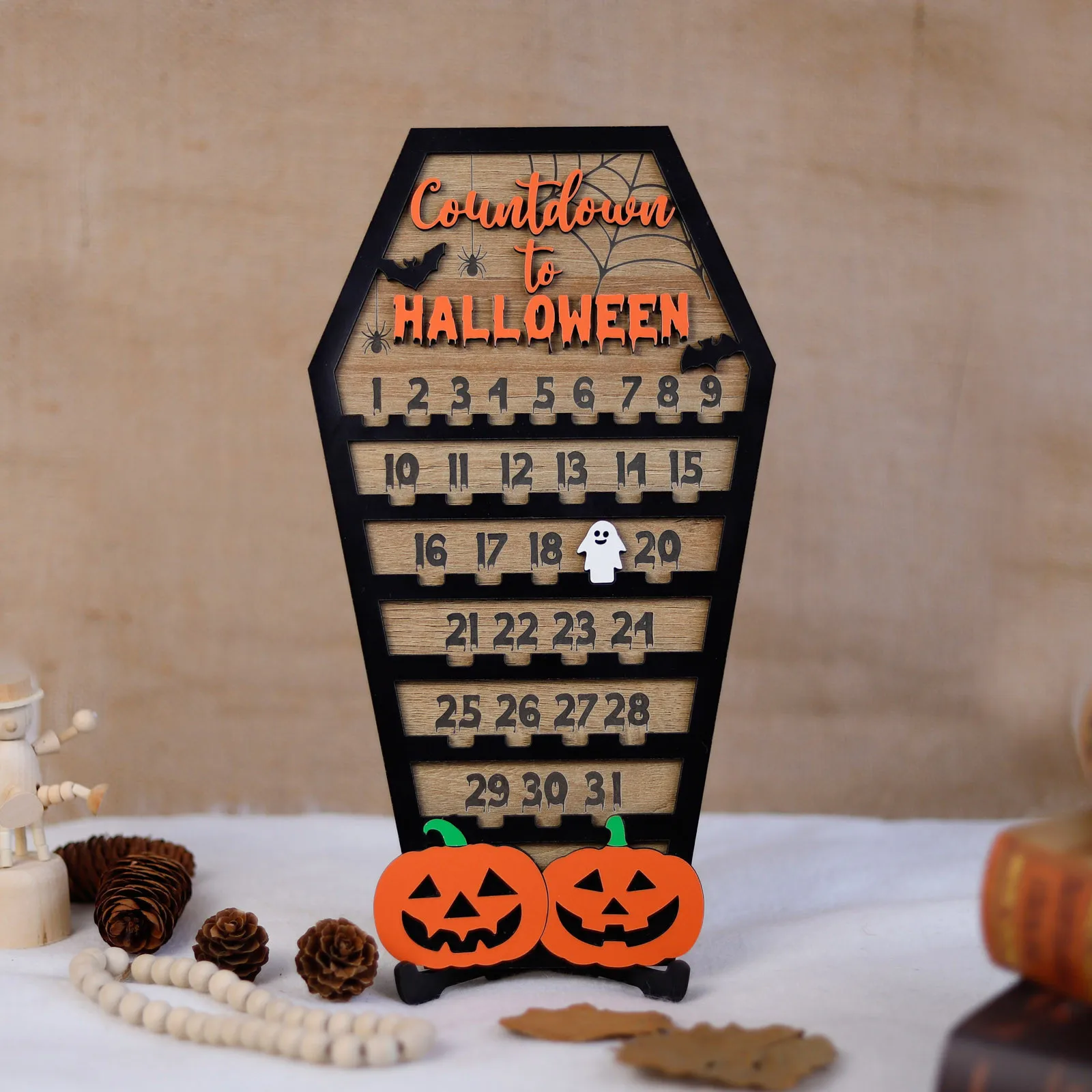 Countdown Halloween Coffin Calendar Halloween Shaped Countdown Calendar Cutting Decoration Bat DIY Halloween Wine Calendars 2024