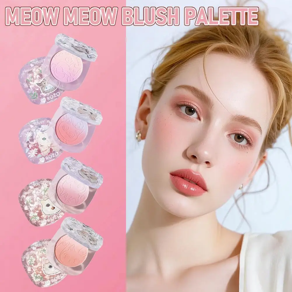 Gradient Color Blusher Peach Pink Face Blush Palette Makeup Waterproof Matte Cheek Tint Lasting Blusher Rouge Powder Cosmetics