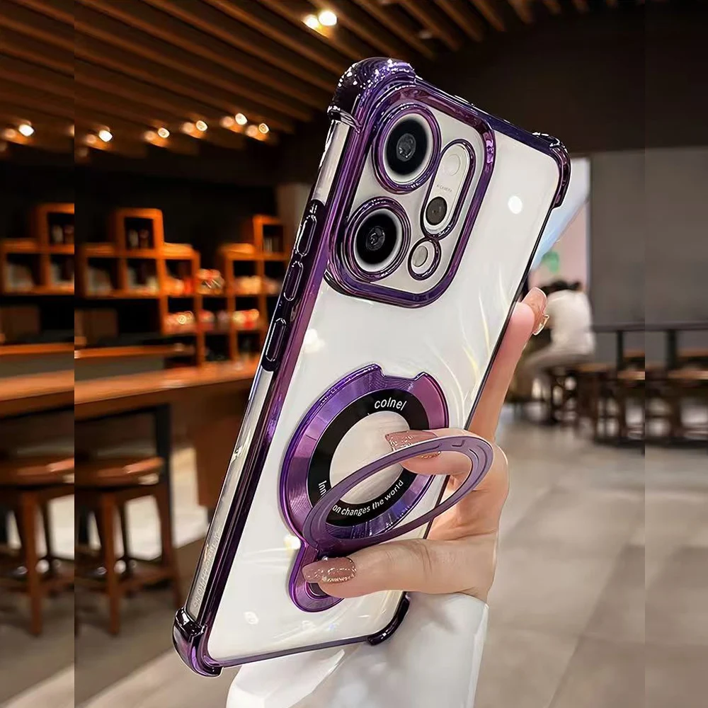 ل ممن لهم رينو 14 13 12 11 Reno14 Reno13 F Pro 13F 14F 12F حافظة حامل مغناطيسي تصفيح وسادة هوائية لينة شفافة غطاء مقاوم للصدمات #3