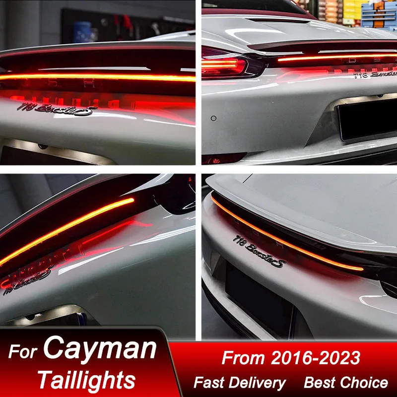 

Новые задние фонари для Porsche 718 Cayman Boxster 16-23, стильный дизайн, полный LED, динамические указатели поворота, комплект задних фонарей.