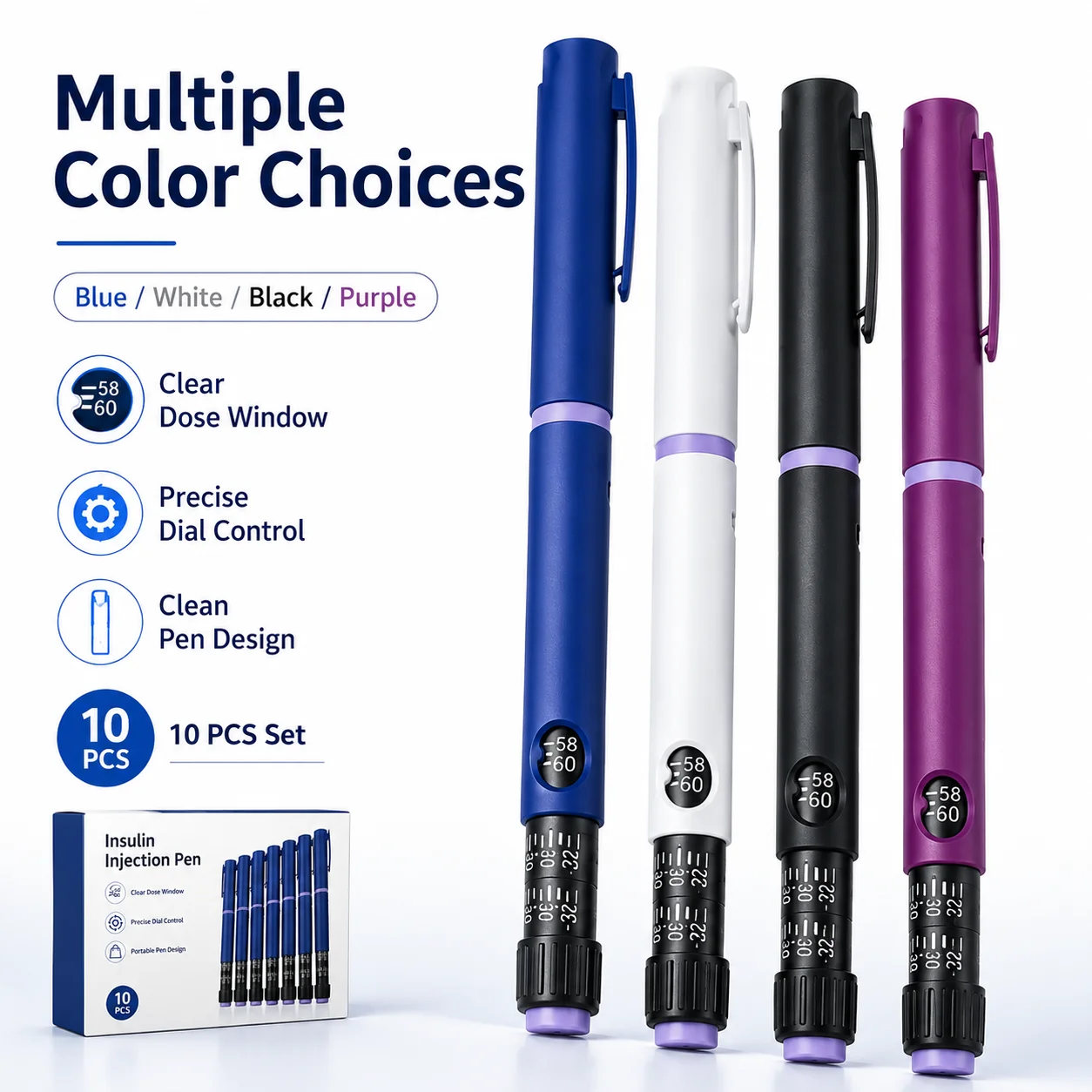 10PCS D3 Disposable Insulin Injection Pens 60IU Compatible with Universal 3ML Cartridges Portable Magic Beauty Injection Pen