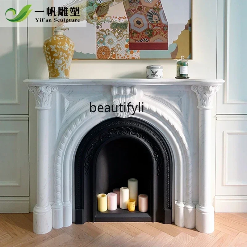 

Y48 Marble fireplace French marble stone fireplace porch arched European Ymerican simple modern