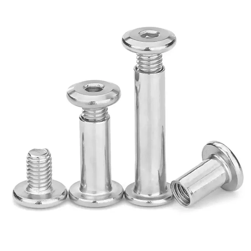 304 Stainless Steel Hexagon Socket Screw Locking Splint Screw Nut Combination Album Butt Account Book Nail Edge Chamfer M3~M10