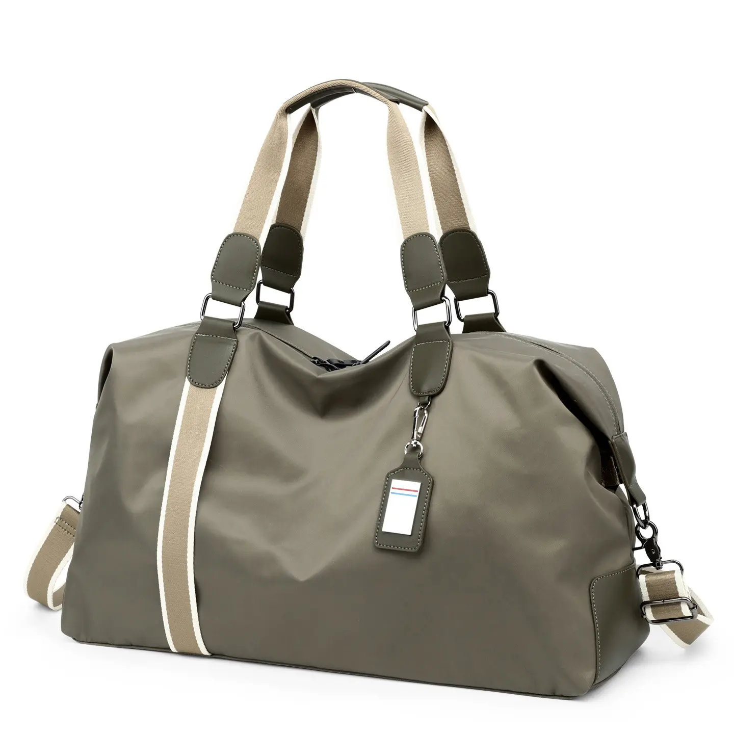 olive-green-large-capacity-handheld-travel-bag-business-trip-commuting-women's-suitcase-storage-bag-nylon-foldable-shoulder-bag