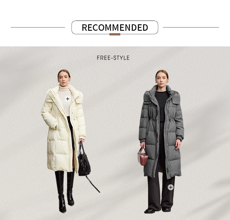 AMII Down Jacket 2025 Winter New Casual Warm Solid Color Hooded Straight Long Down Coat Zipper Long Sleeves Women's Top 12544149