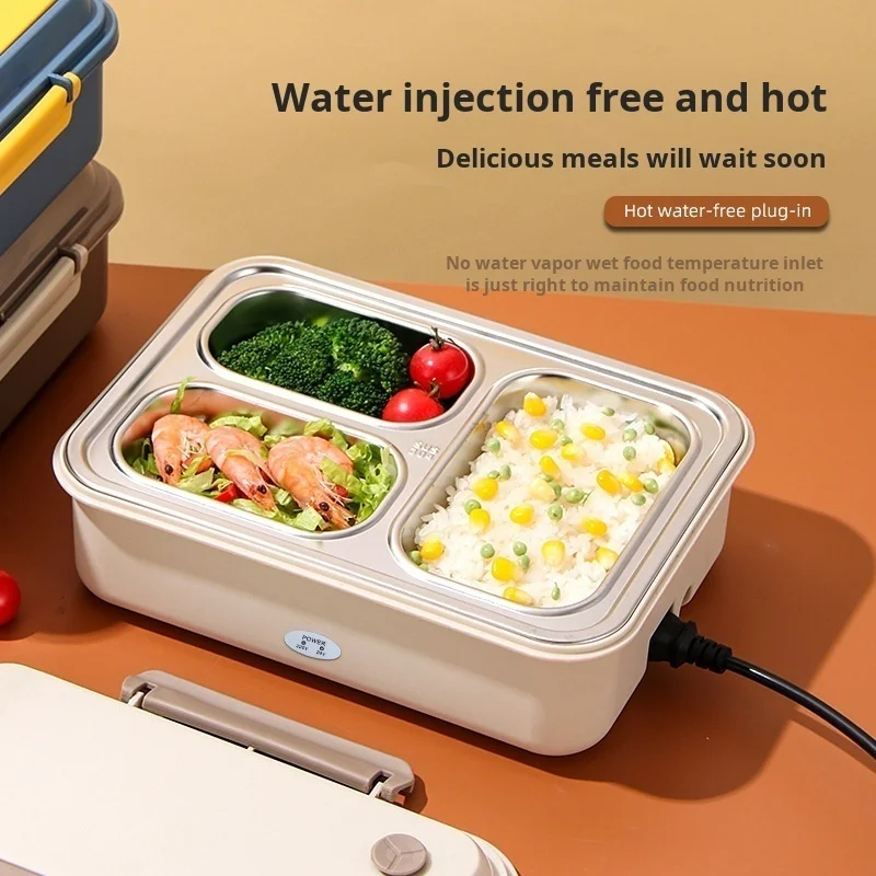 Portable stainless steel electric lunch box with inner compartment divided and ulated