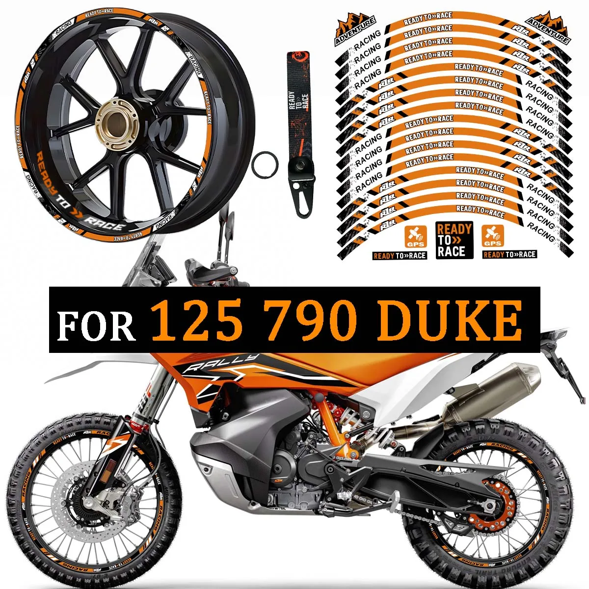 

17-дюймовые светоотражающие наклейки на колесные диски мотоцикла, внутренний обод, декоративные виниловые наклейки для мотоциклов, аксессуары для KTM DUKE 790 125
