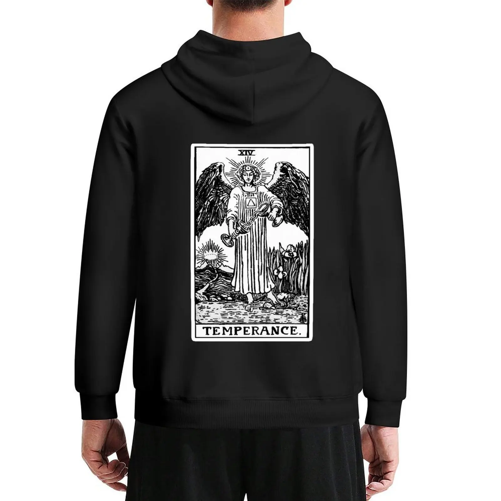 

XIV. Temperance Tarot Card Black and white Hoodie men's clothes men clothing winter clothes men's oversize hoodie