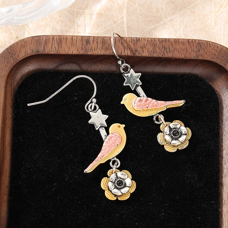 Retro Kreative Böhmische Damen Personalisierte Tier-Vogel-Anhänger-Ohrringe Niedlicher Metall-Ohrschmuck Einfaches Geschenk