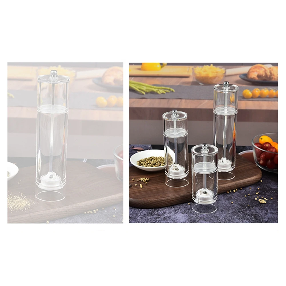 A69M-Salt And Pepper Grinder Clear Acrylic Manual Spices Mills Perfect For Sea Salt And Peppercorns Kitchen Accessories