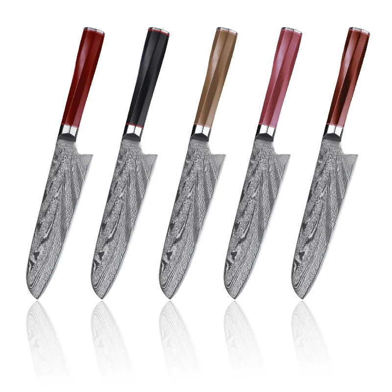 

7 Inch Santoku Knife 73-layer Damascus Steel Blade G10 Twist Hnadle Razor Sharp Chef Cleaver Slicing Meat Japanese Kitchen Knife