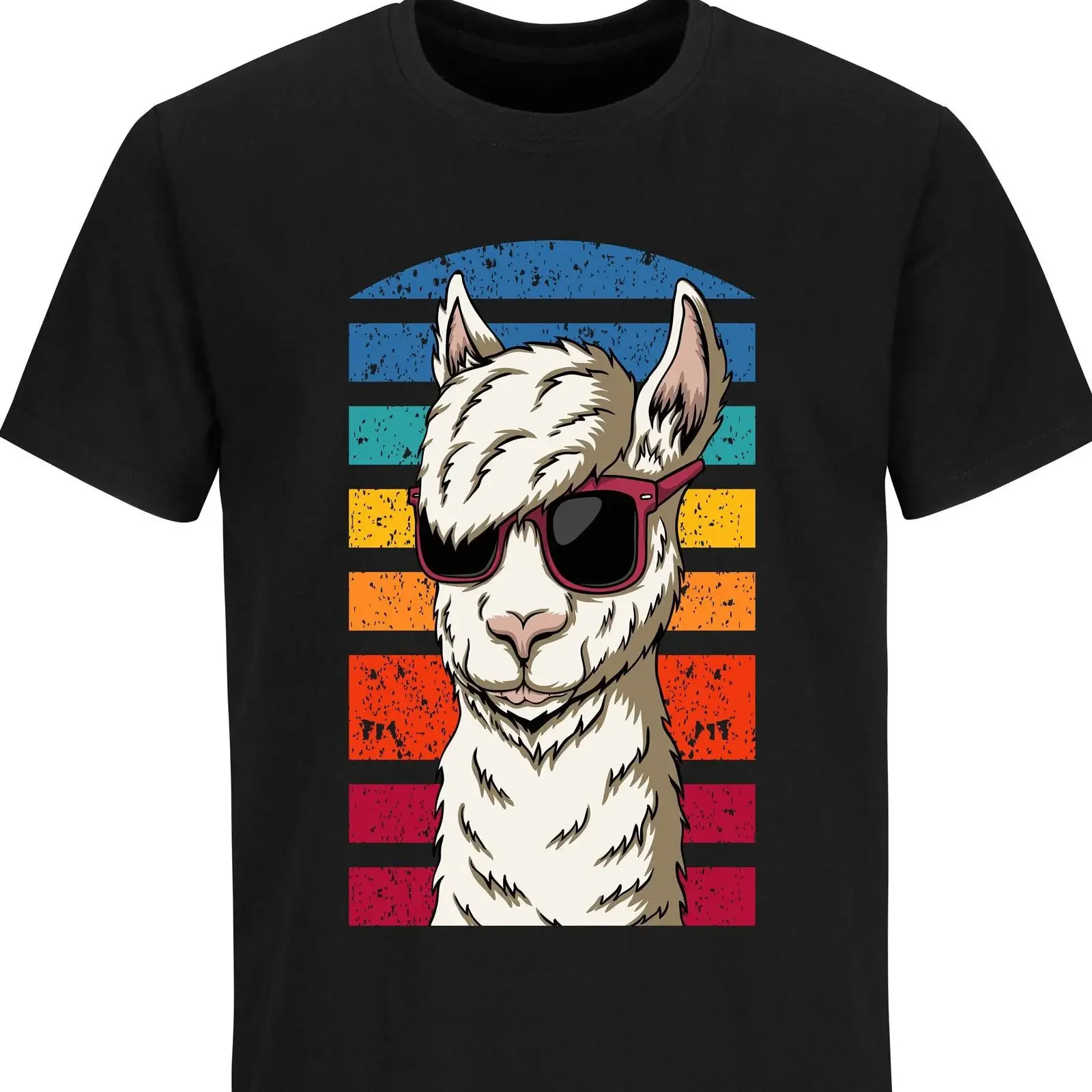 Retro Llama T Shirt 80s Alpaca Style vintage Washed Comfortable fashion streetwear graphic Breathable Stylish Casual Slightly