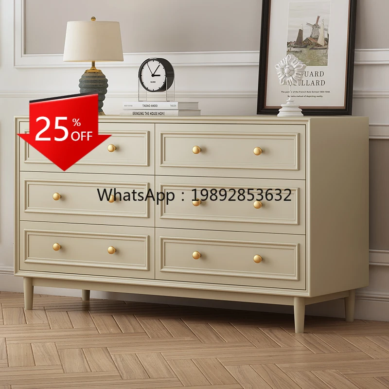 

LYY Solid Wood Five-Drawer Vintage Bedroom Living Room Storage Cabinet Simple Luxury