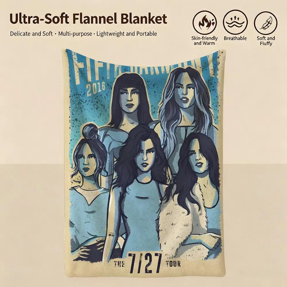 music F-Fifth Harmony-y Throw Warm Soft Flannel Blanket, Multi-use for Sofa Bed Camping Travel Nap