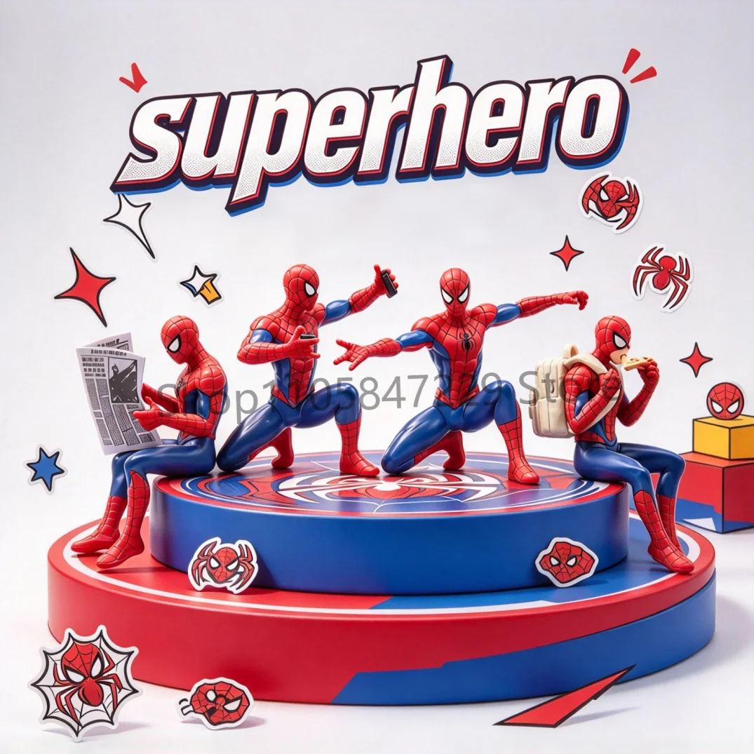Superhero Hot Sale Spiderman Model Marvel Movie Character Mini Figure 7-9 CM Decoration Collection Model Toy Fans Birthday Gifts