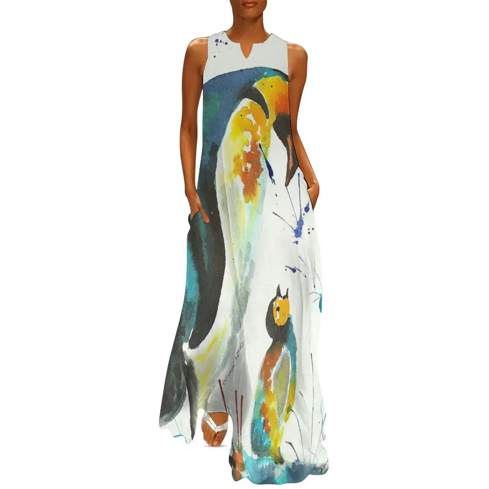 

Mother and Baby Penguins Long Dress sexy dress for women sexy dress Woman clothes