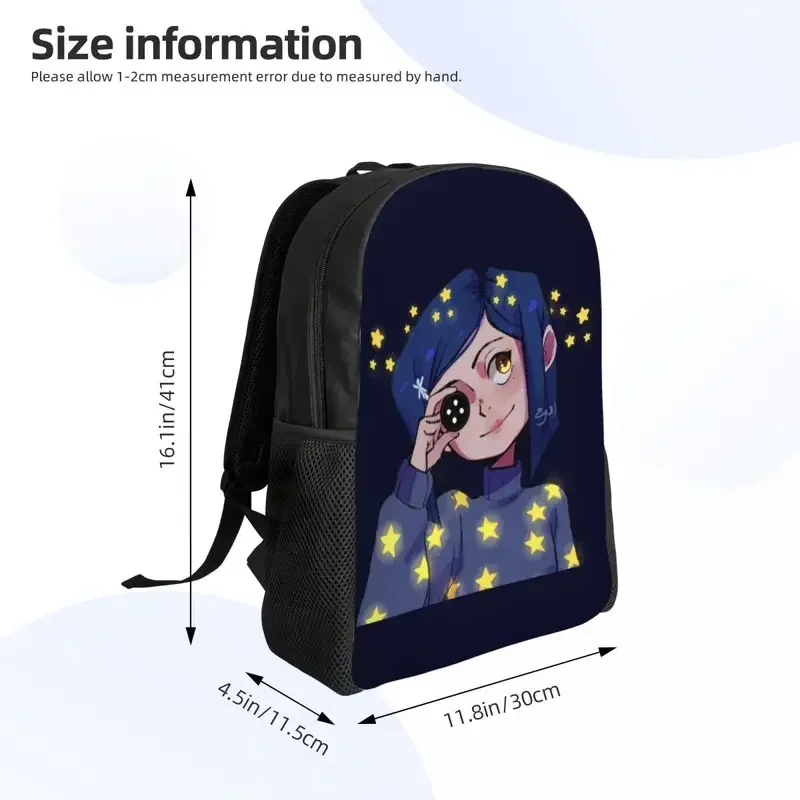 Custom Coraline Shining Stars Horror Movie Backpack for Men Women School College Student Bookbag Fits 15 Inch Laptop Bags