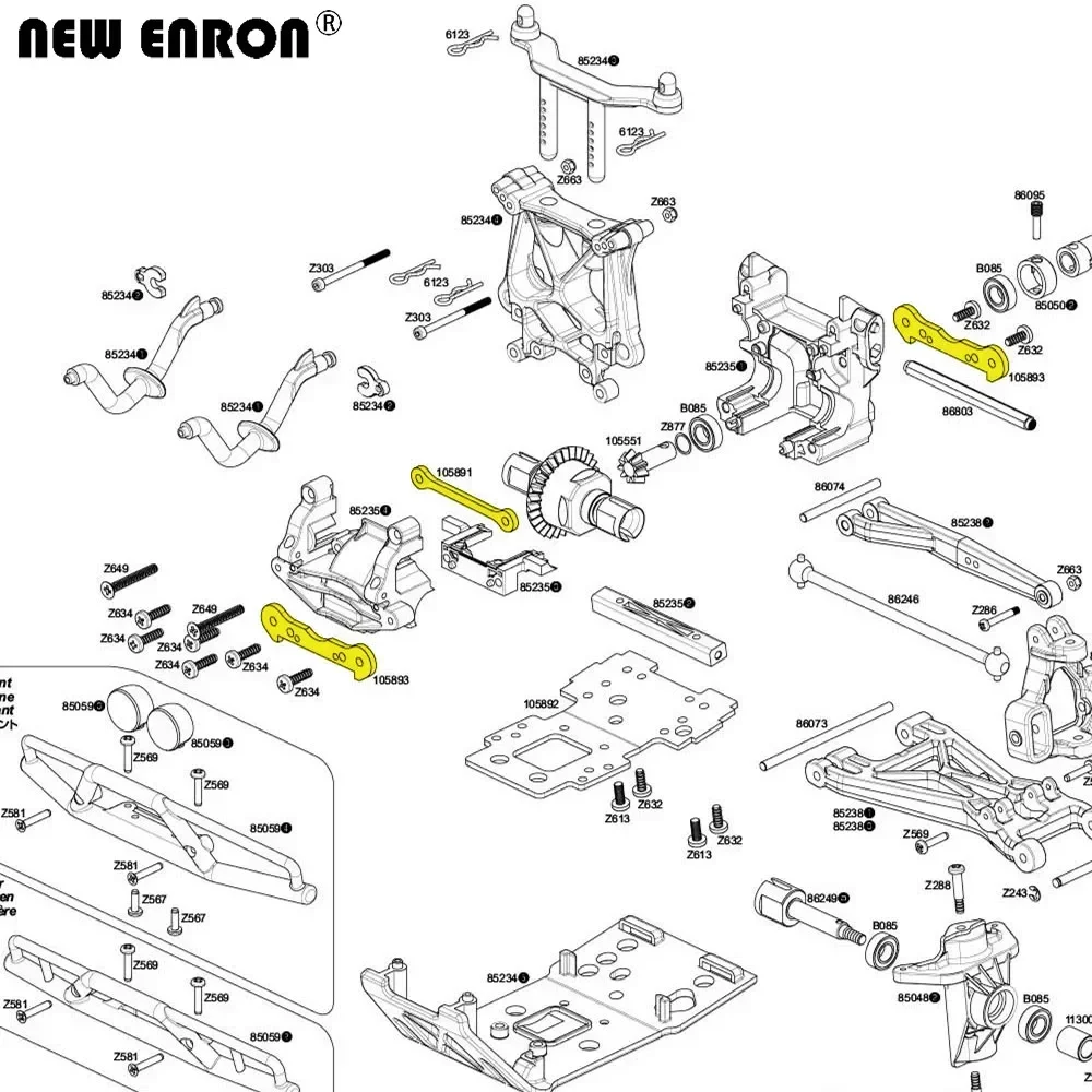 Braccio della scatola del cambio anteriore e posteriore in lega sfuso 105891 105893   per auto RC 1/8 HPI Savage Flux X 4.6 XL 5.9 Super 5SC
