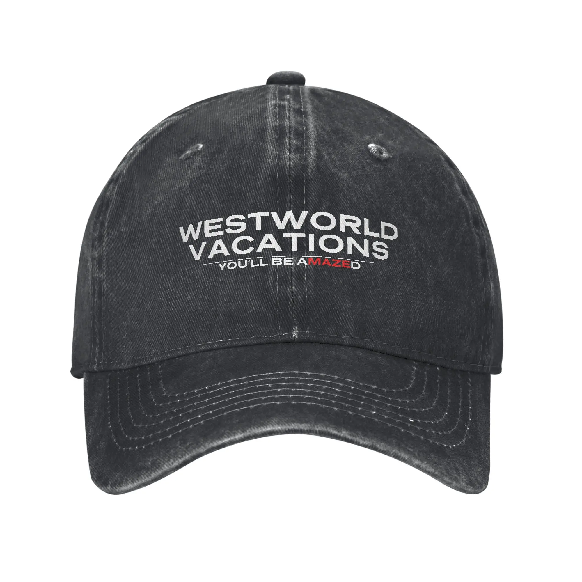 

Westworld Vacations Amazed Baseball Caps Unisex Distressed Denim Washed Sun Cap Fiction Film Outdoor Summer Adjustable Fit Hats
