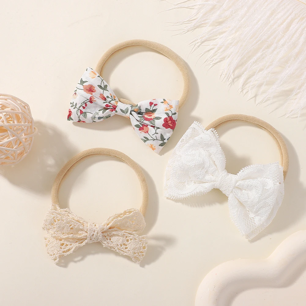 10-teiliges Baby-Stirnband-Set für Mädchen, Spitze, Blumen, handgefertigt, Leder, Schleife, elastisches Nylon, Samt, Haarschmuck für Neugeborene, Kleinkinder – Detail 3