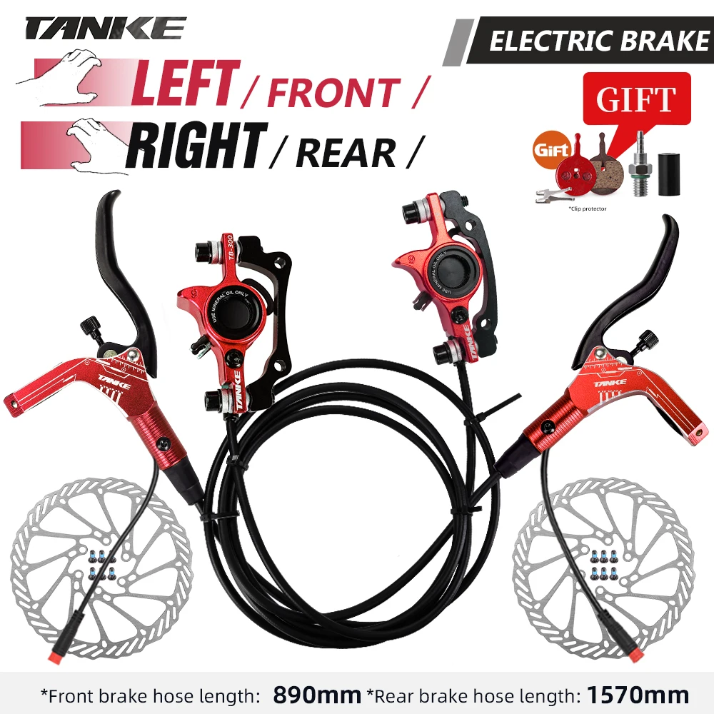 

TANKE MTB Bicycle Hydraulic Disc Brake Set Aluminum Alloy Electric E Scooter Power Control Shifter 160mm rotors Bike Brakes