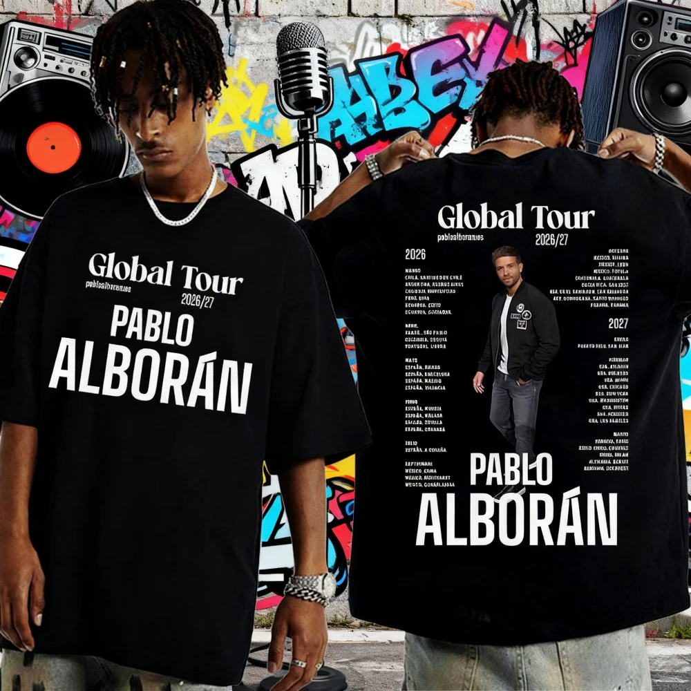 2025 الصيف مغني الراب بابلو ألبوران جولة عالمية الجرافيك تي شيرت الرجال موضة الهيب هوب تي شيرت ريترو القطن 100% المتضخم تي شيرت #1